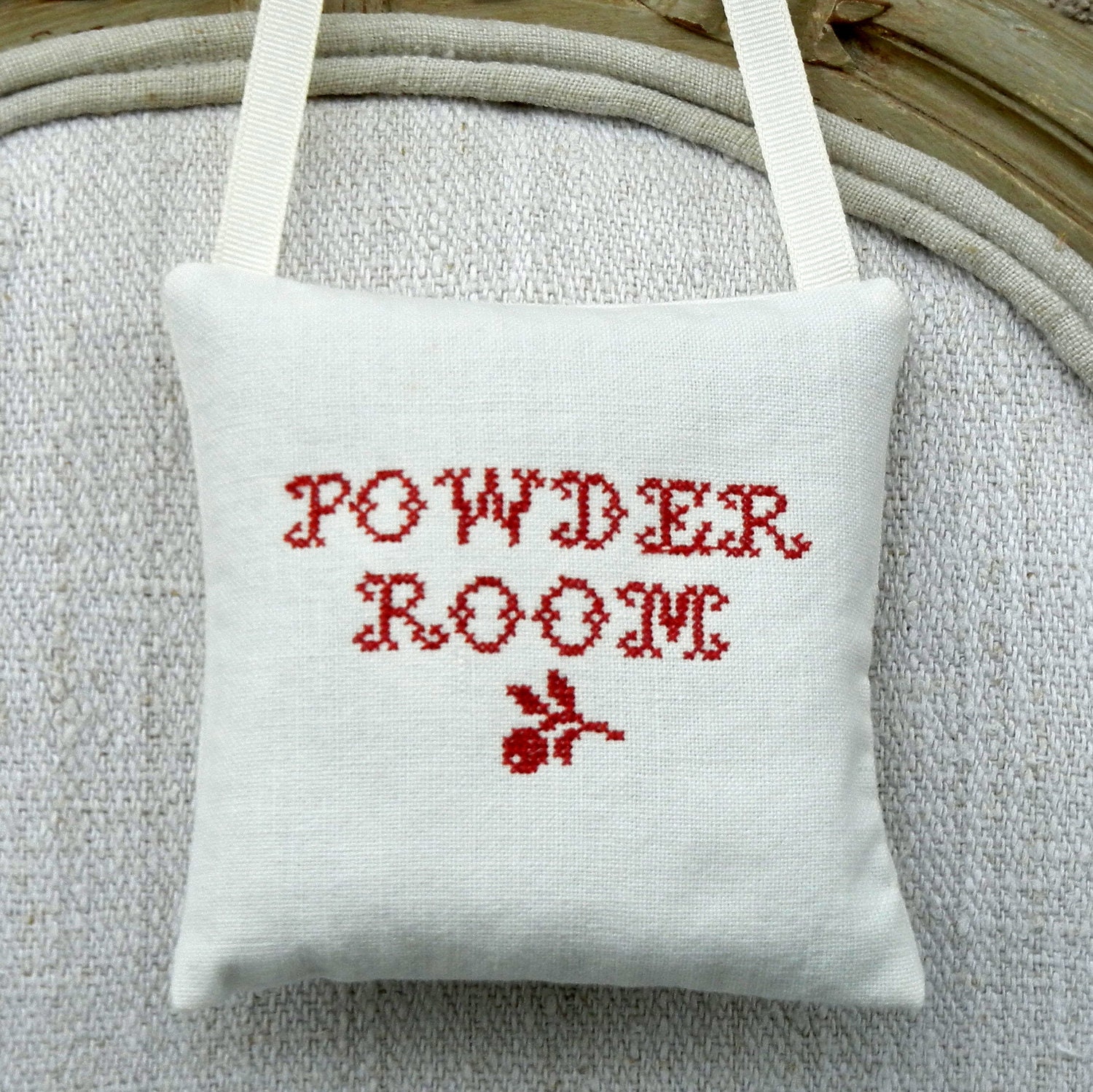 Antique Linen Square Sachet - Powder Room