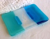 Bright Turquoise Blue Glass Soap Dish