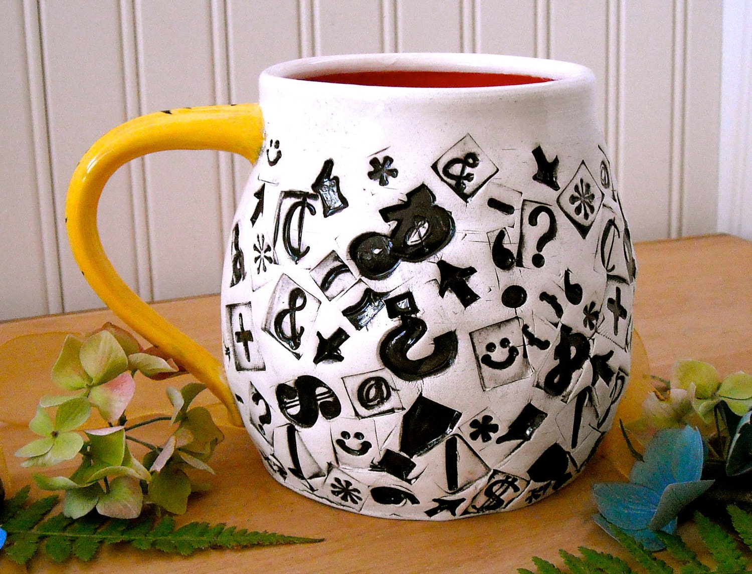 Large Coffee Mug - Wheel Thrown Letterpress Stamped Punctuation Tea Cup - ETCETERA - Teacher, Journalist, Reporter, Writer, Librarian Gift
