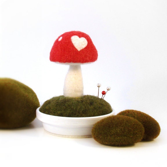 Mushroom Love Heart Pincushion Scene Made To Order