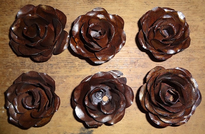 Lot of 6 Metal Roses - Use Flowers for Magnets, Frames, or Craft Projects