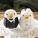 Custom Wedding Cake Topper - Large Hand Painted Love Birds with Painted Bouquet