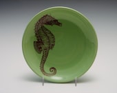 Seahorse Dessert Plate/ green pottery