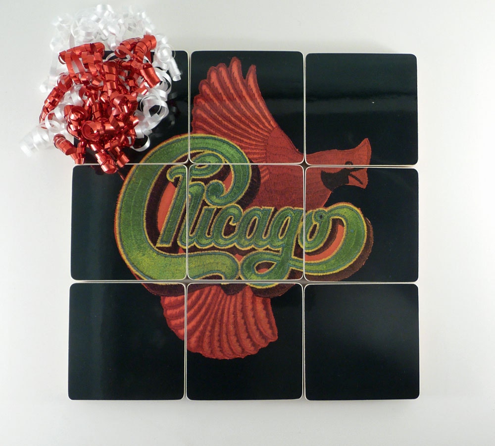 CHICAGO Coasters from the Chicago VIII Record Album with Handcrafted Holder