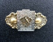 Bird Hair Clip in Antiqued Silver and Brass Two Tone Victorian Style