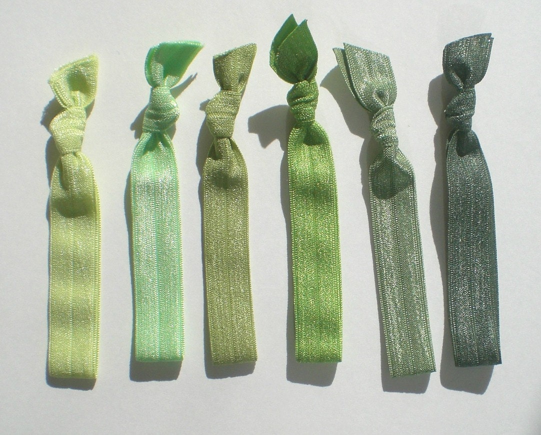 Elastic Hair Ties Set of 6 Just Green Doubles as a Bohemian-Chic Bracelet Fashion Accessorie by Bloomingdeals