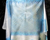 Silver & Denim Blue Charmeuse Silk Poncho - Ready to Ship