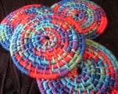 Handmade Set of Four Coasters for your Home Bright Tie Dye - BabyNest