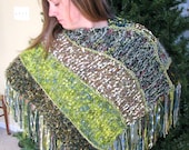 Hand knit Green poncho