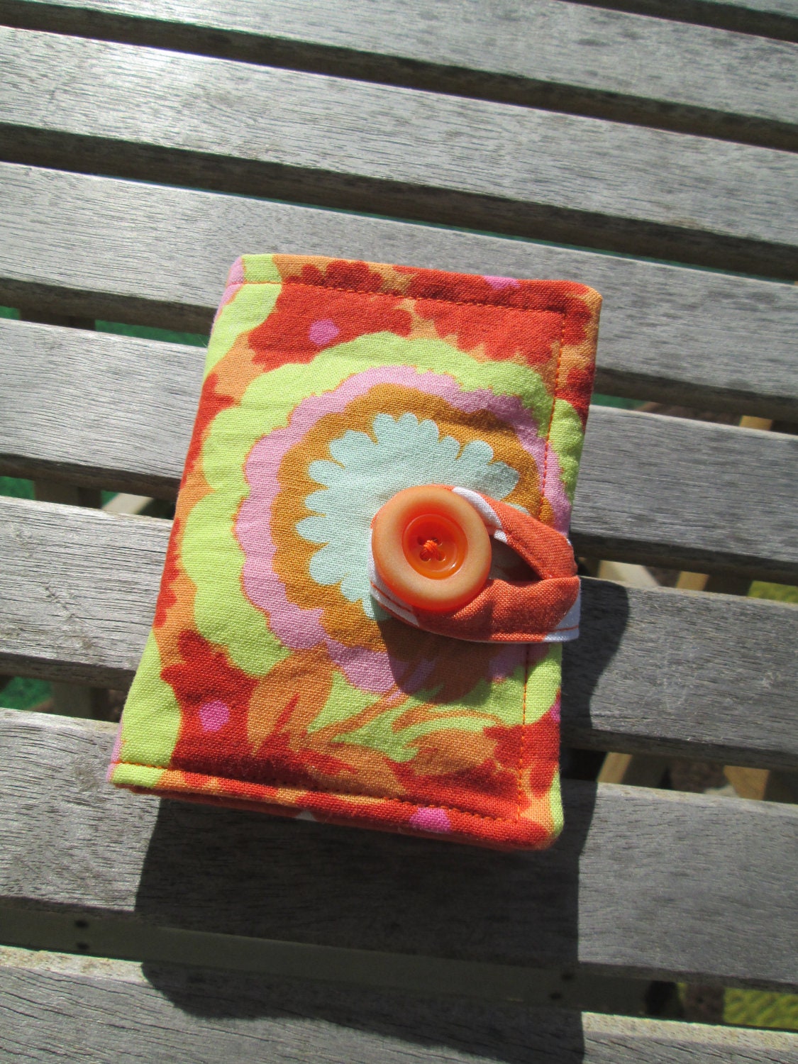 Tea Bag Wallet or Holder in Orange Mint Green and Pink with Chevrons