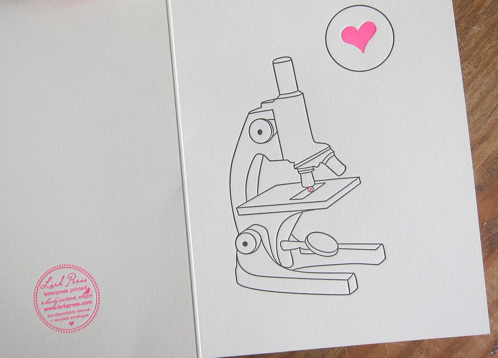 love under the microscope letterpress card