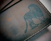 leather journal sketchbook handprinted for you custom lion