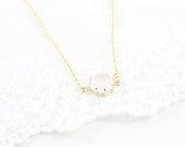 Laced Round Pink Drop Necklace - Handmade, Elegant, Classy, Dainty, Everyday Necklace. Sweet Heirloom Gift.