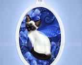 Blue Christmas Ornament // Siamese Cat Ornament // Sapphire Cat