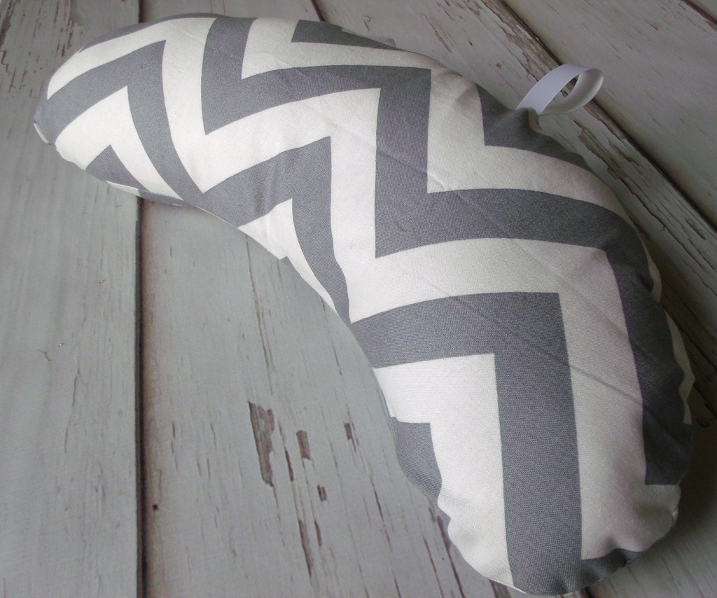 Luna Tummy Time Pillow, Chevrons in Grey