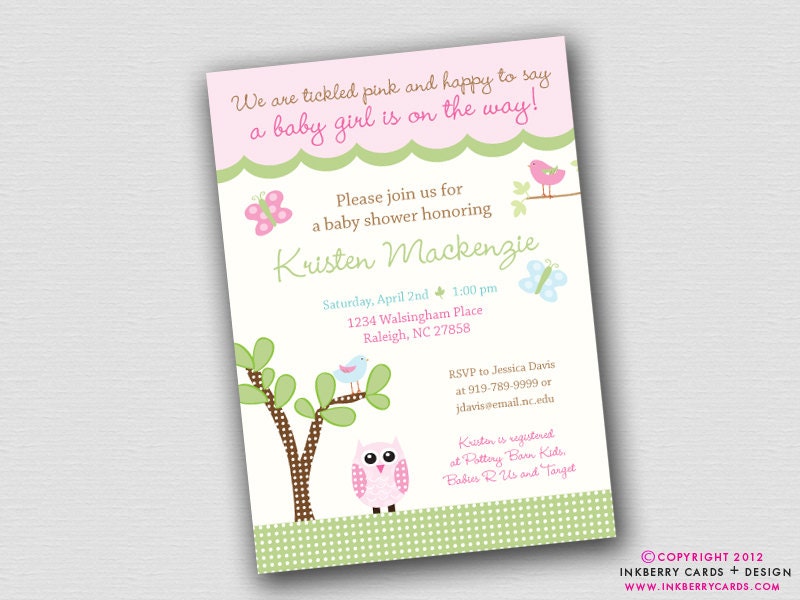 Sweet Springtime - Birds, Owls and Butterflies - Baby Shower Invitation (Digital File OR Printed Cardstock Cards Also Available) Il_170x135