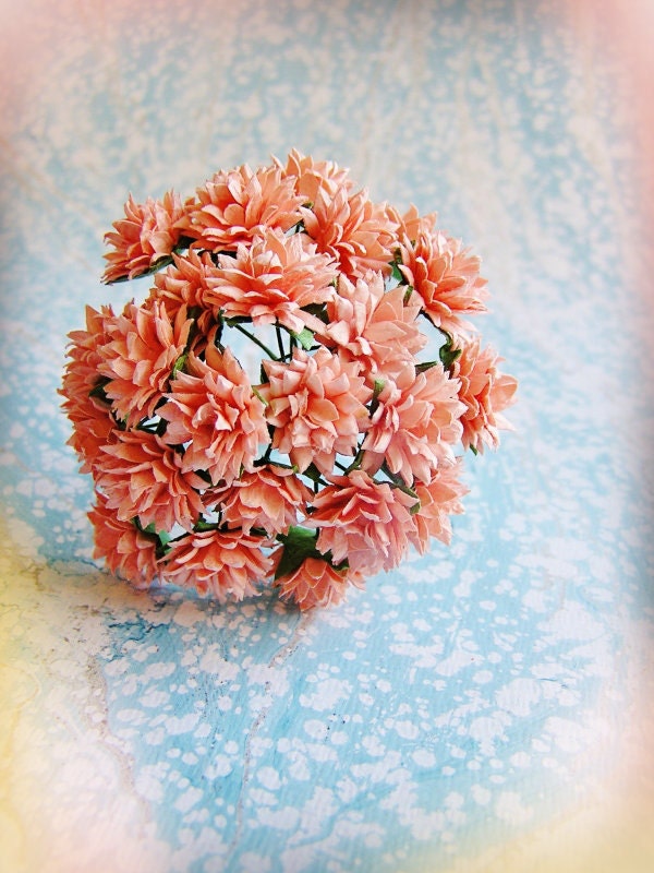 Blush Pink Dahlias Vintage style Millinery Flower Bouquet - for decorating, gift wrapping, weddings, party supply, holiday