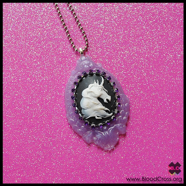 Purple Unicorn Resin Necklace