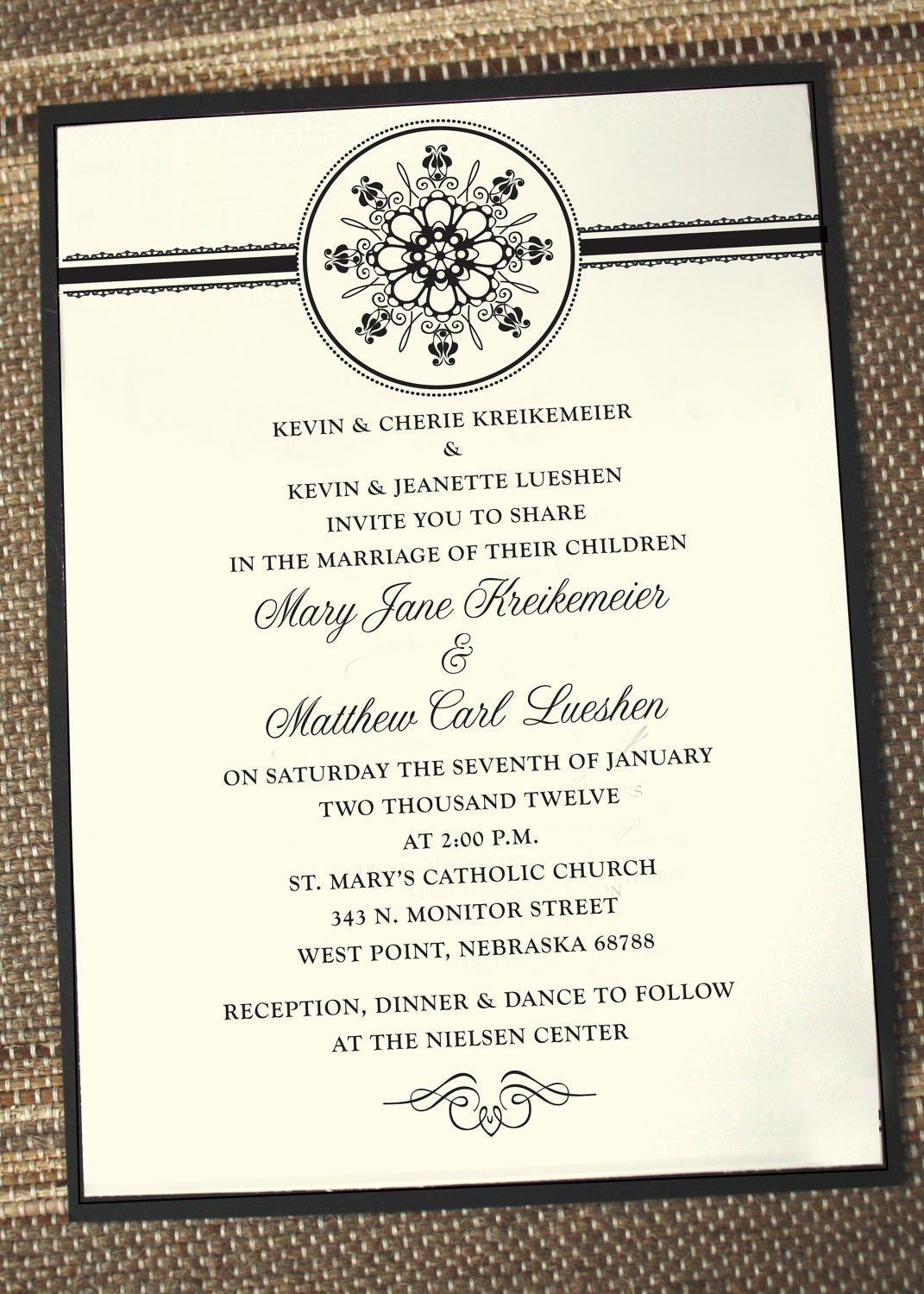 Vintage Snowflake Wedding Invitation