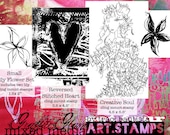 Graffiti Glam rubber stamps limited edition SET FOUR