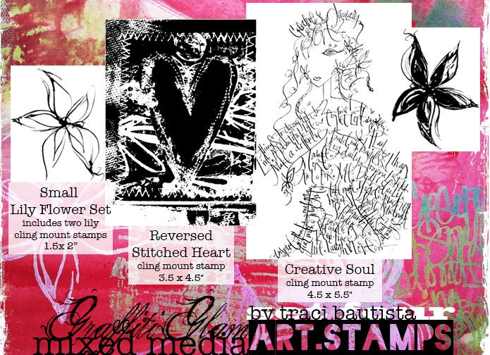 Graffiti Glam rubber stamps limited edition SET FOUR