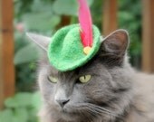 Cat (Dog) Robin Hood Hat - Peter Pan Hat - Free Hand Felted Wool Hat