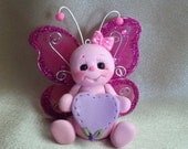 butterfly cake topper birthday Christmas ornament   polymer clay personalized  gift insect pink gift