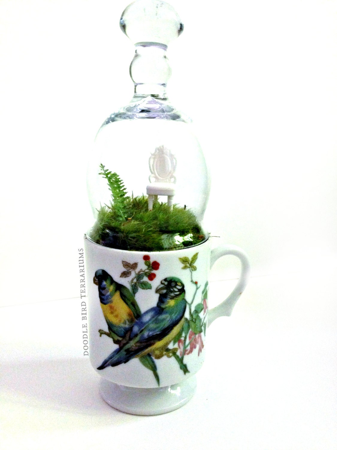 Teacup Planter / Vintage Cup / Birds / Miniature Garden