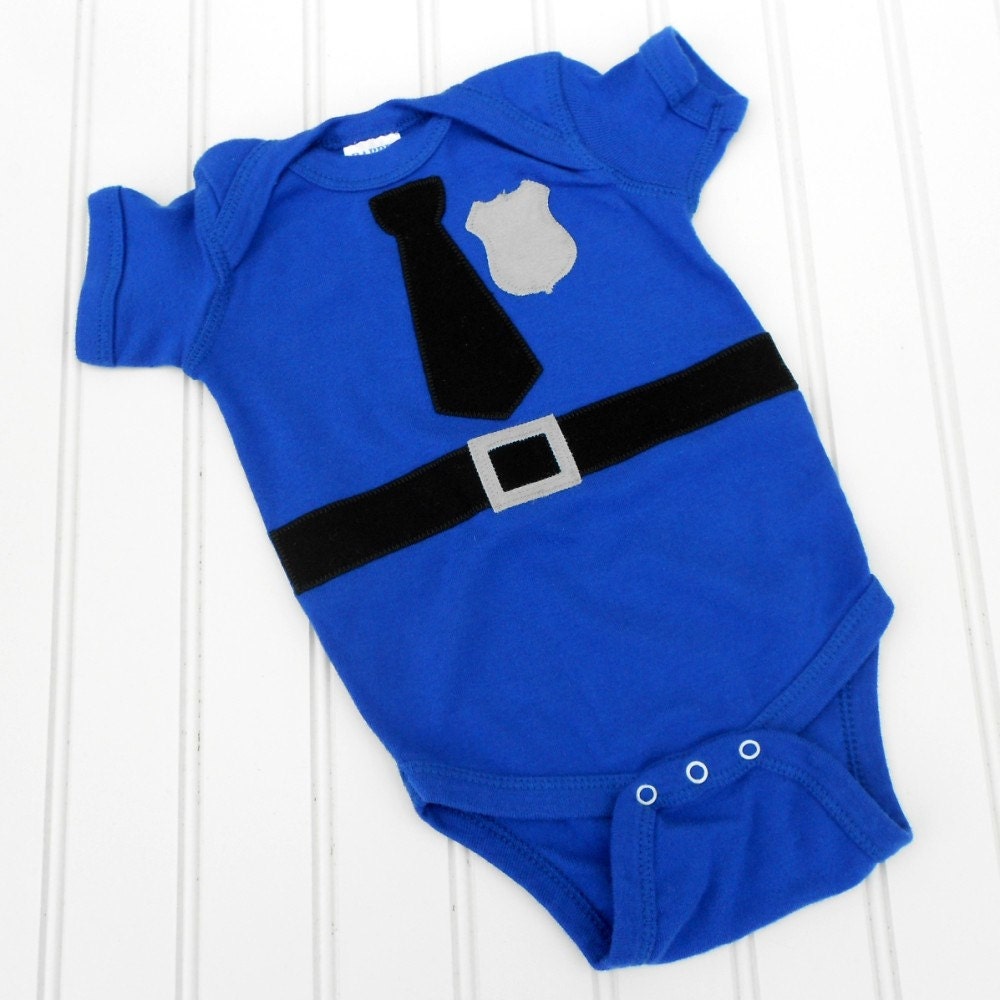 Great Baby Shower gift READY TO SHIP Police Officer- Cop - Policeman Baby onesie sewn cotton applique