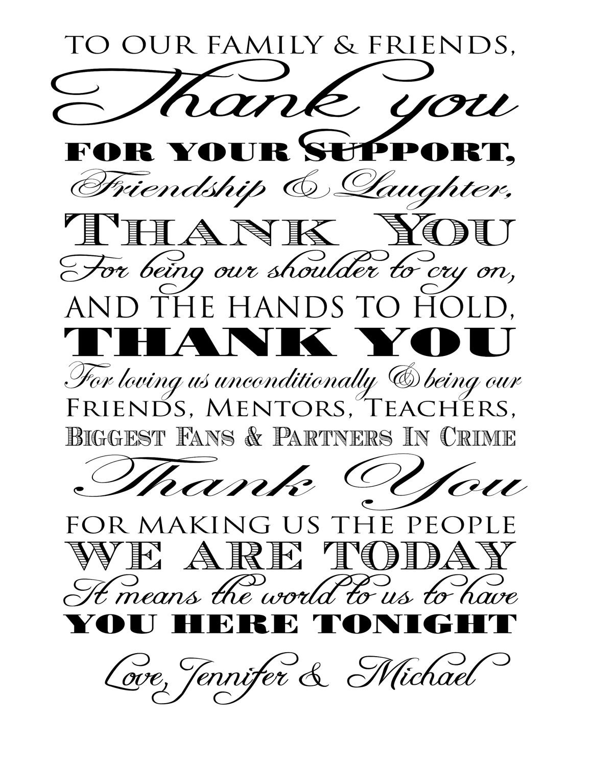 Reception Thank You Sign - Thank you Wedding Sign