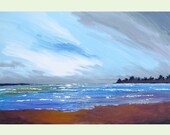 Abstract Impressionist Seascape Painting ORIGINAL Landscape Acrylic Ocean beach waves surf cloudscape clouds skies Large canvas 24 x 36