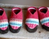 Kids Wool Shoes, Toddler Slippers, sizes 7.5, 13, Merry & Bright