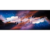 Chicago skyline panorama 2x6 magnet, FREE SHIPPING, landscape, multiple exposure, 35mm color film "Magical Moments of a Morning Sunrise"