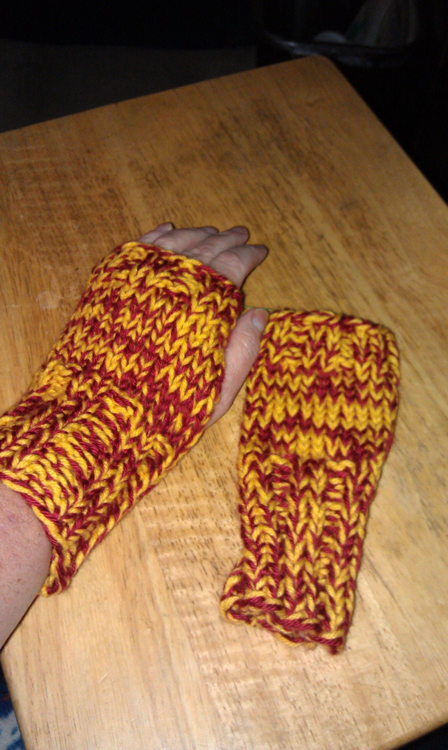 Knitted Fingerless Gloves - Burgundy/Gold - (USC Colors)