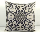 Printed "Star Flower" 16x16 Natural linen pillow cover