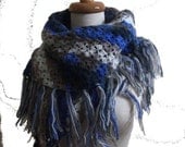 Crochet Colorful SHAWL. Lace TRIANGLE Scarf. Wrap Mohair Acrylic Stole. Wedding Shawl. Bridal Shrug Wrap Scarf.