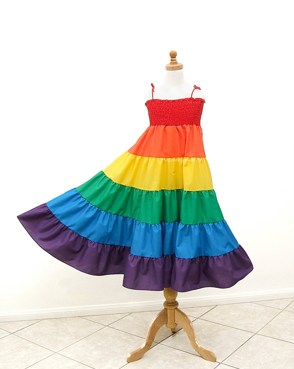Rainbow Twirl Dress, Rainbow Dress, Size Medium fits Girls Size 7, Girls Size 8,  Rainbow Sundress, Children Girls Clothing