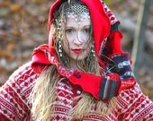 Custom Recycled Sweater Coat with a Medieval Liripipe Hood and Bell Sleeves by SnugglePants- Norwegian