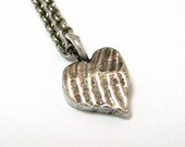 Silver Heart Necklace - Textured Waves Sterling Silver Heart Necklace - Grey Tiny Heart Necklace - Teen Heart Necklace