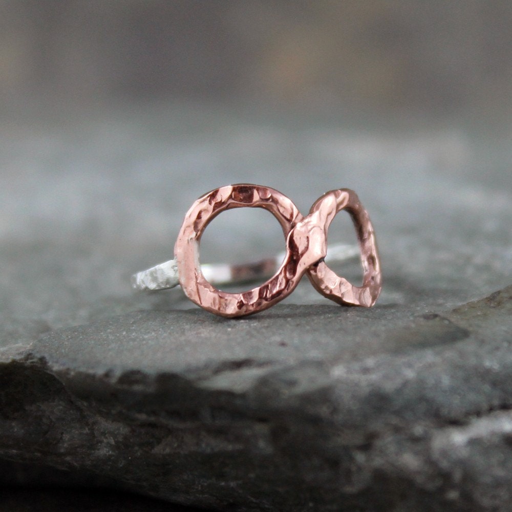 Infinity Knot Ring - Copper and Sterling Silver  - Rustic Jewellery - Promise Ring - Best Friends - Wedding - Anniversary