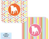 Personalized Coasters Dog Silhouette Bright Geometric Patterns