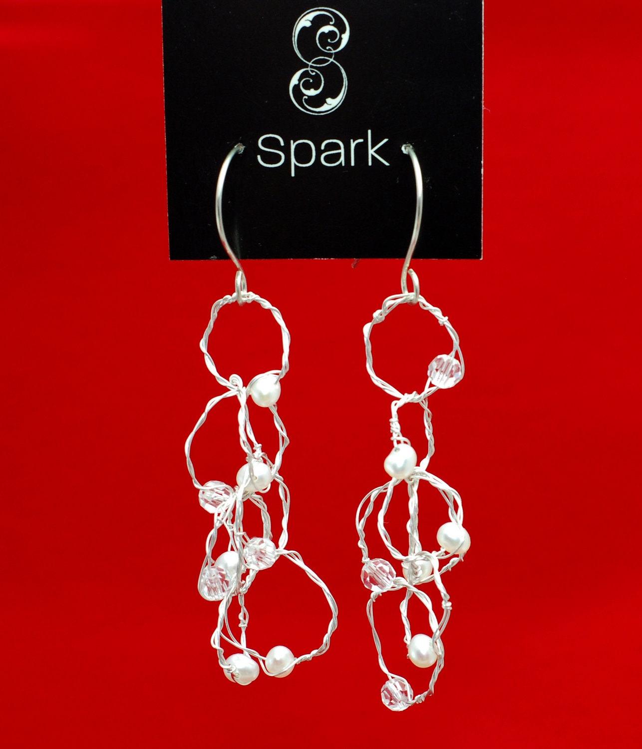 Eco Friendly Silver Journey Earrings Looped Pearl and Crystal