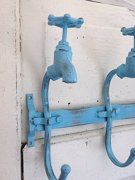 Iron Faucet Wall Hooks, Three Wall Hook, Aqua Home Decor, Coat Hook