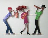 Musical metal art - Jazz Trio - Large upcycled metal sculpture guitar sax trumpet band - By Frivolous Tendencies