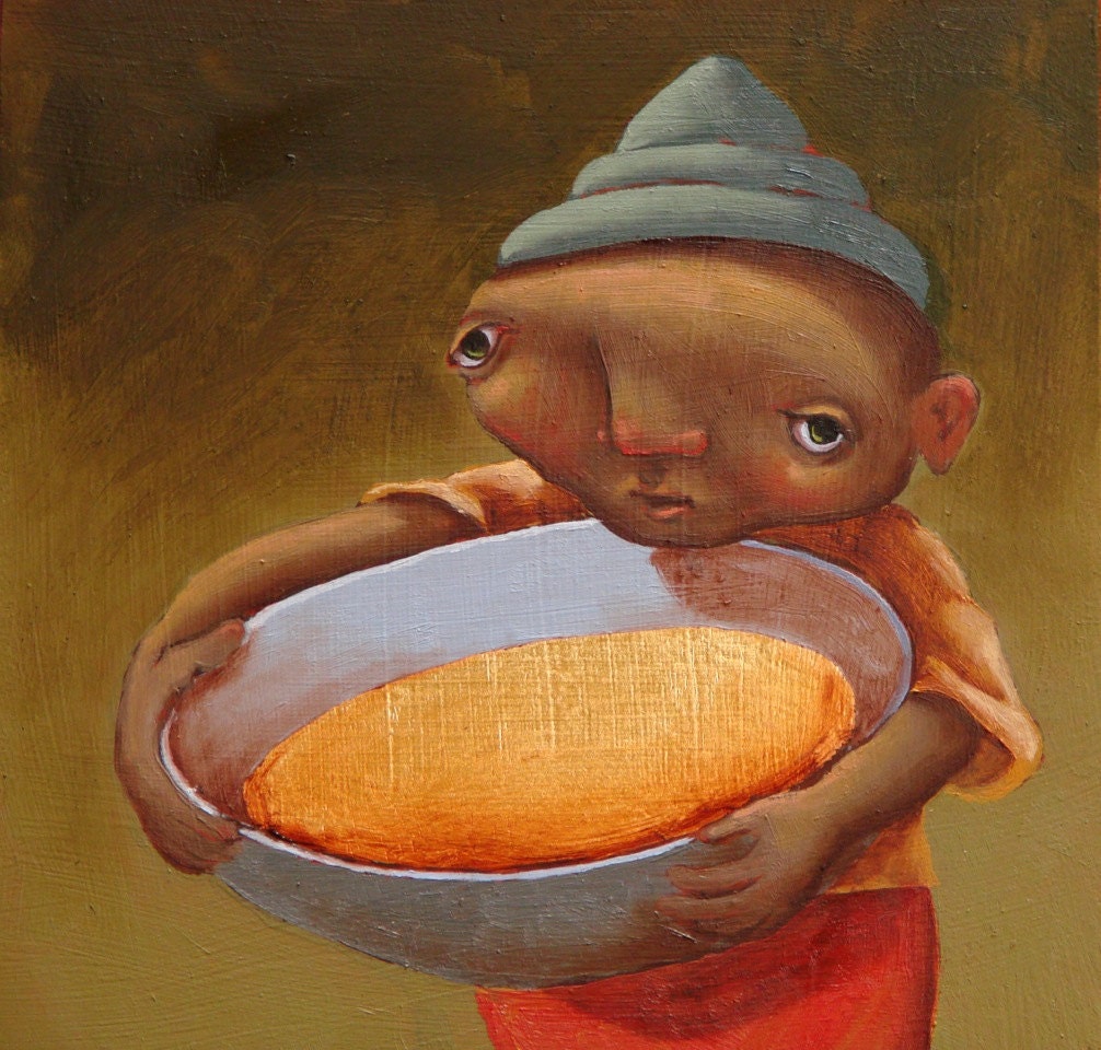 Original Fine Art Oil Painting with gold leaf