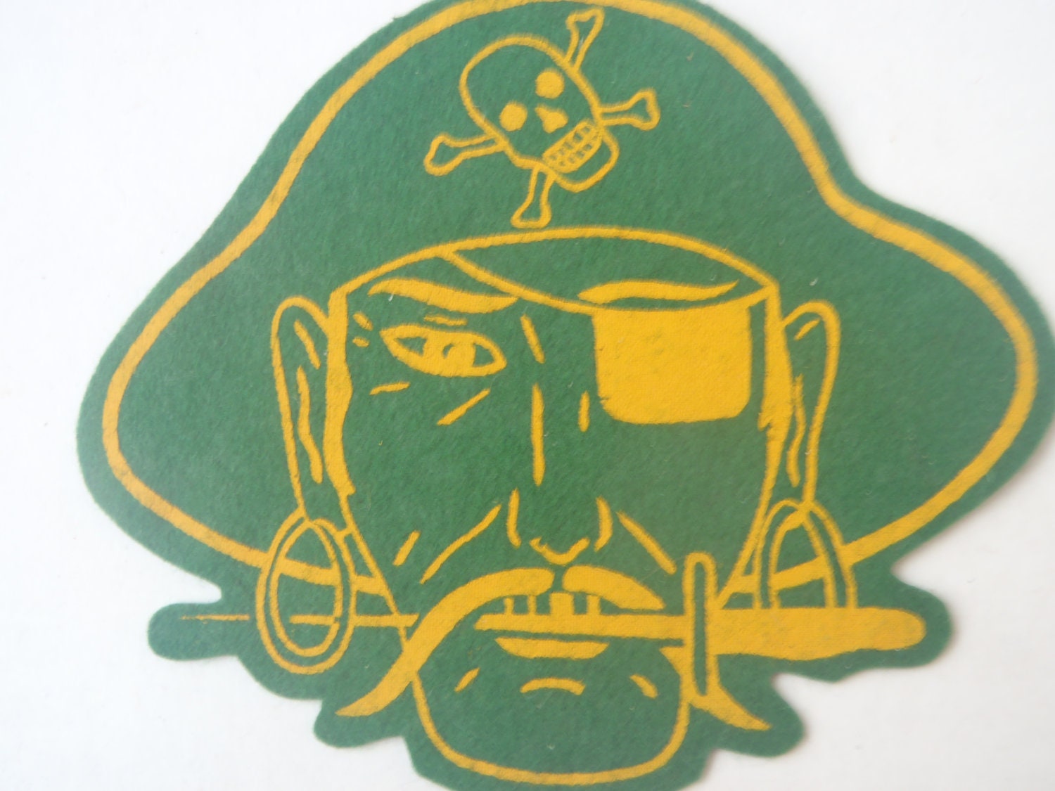 Vintage Pirate Patch Green Yellow Felt