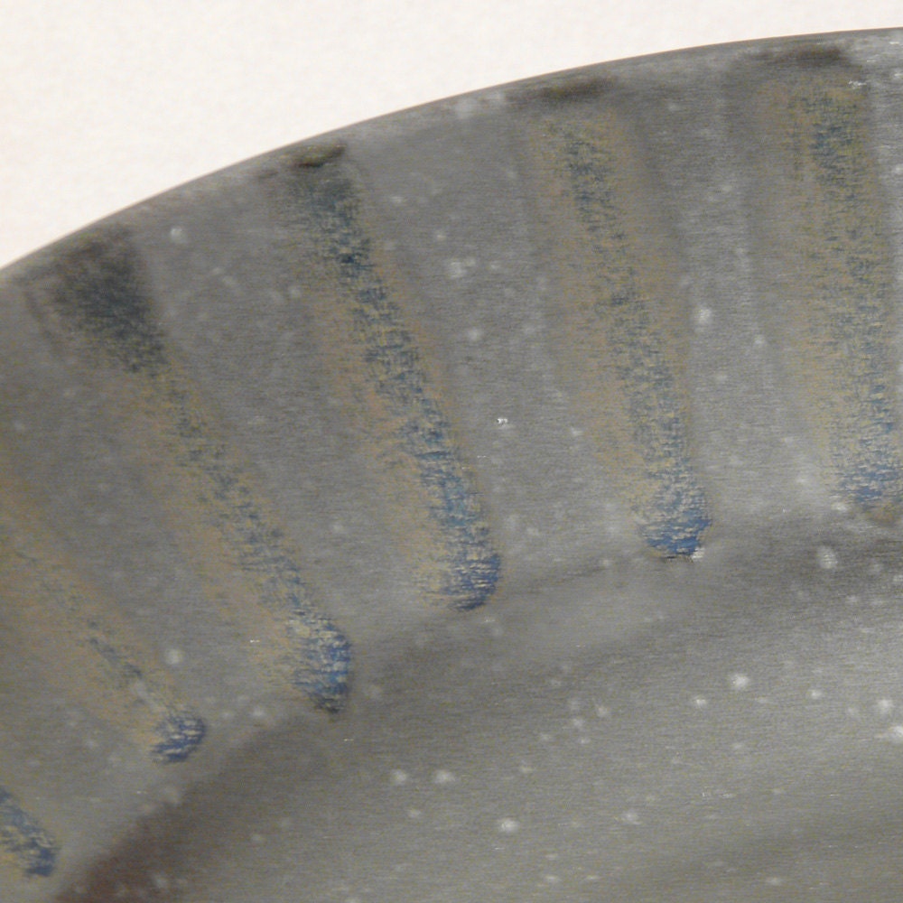 Elegant Serving Dish - Black with Subtle Blue Stripes and Dots