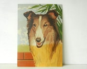 Vintage Paint By Number Painting Collie Dog Puppy Portrait