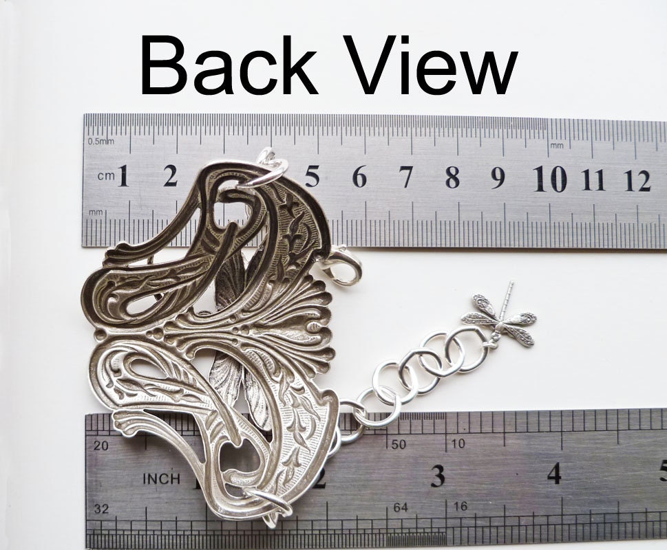 Art Nouveau Jewelry Dragonfly Large Half Cuff Bracelet