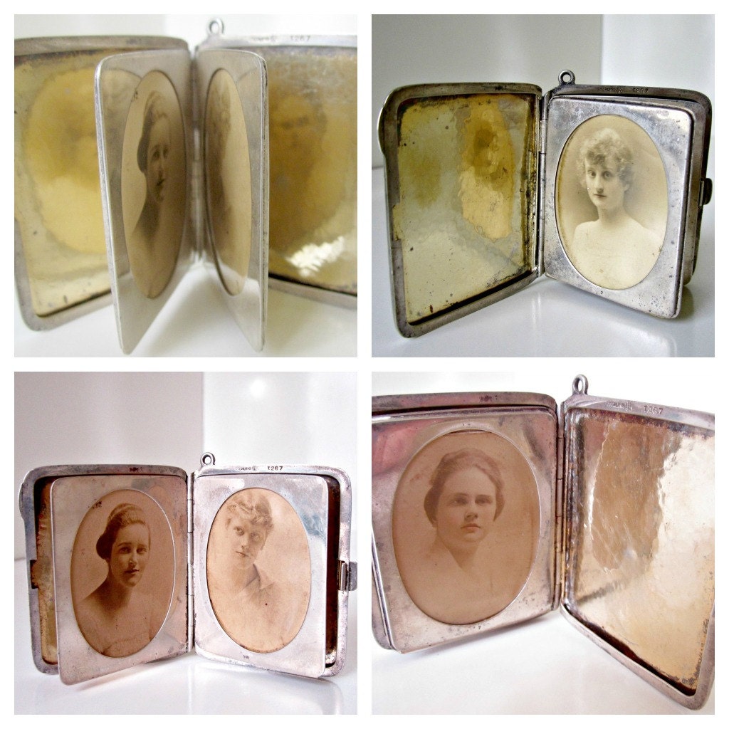 Victorian Sterling silver Frame Chatelaine with 4 picture frames Hallmark EJ Mongrammed ELK